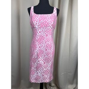 Vintage 90s Y2K Pink Polka Dot Mod Sheath Dress Size 8 Birthday Retro Barbiecore
